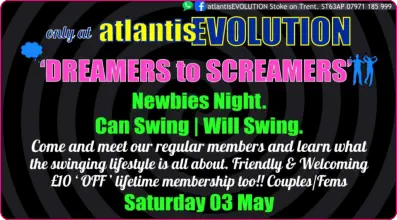 Swingers Club Stoke Fetish Club Stoke Greedy Girls Club Stoke BDSM Events Hot Wives Hotwives at atlantisEVOLUTION Stoke Staffordshire Midlands ST63AP 07971185999